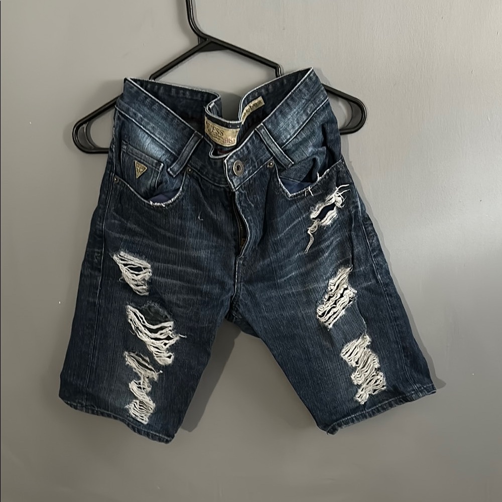 Guess Blue Distressed Jean Shorts